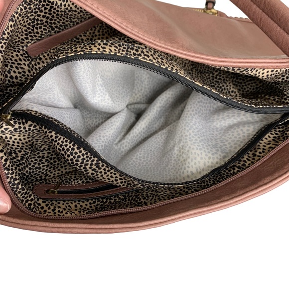 NEW Medium Chocolate Brown Large Hobo Style Silhouette Gold Accents 13”x5.5”x14” - Picture 8 of 11